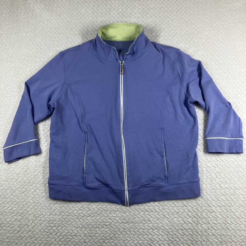 Fresh Produce Jacket Large Blue Zip‎ Cotton Pockets Light Coastal Preppy